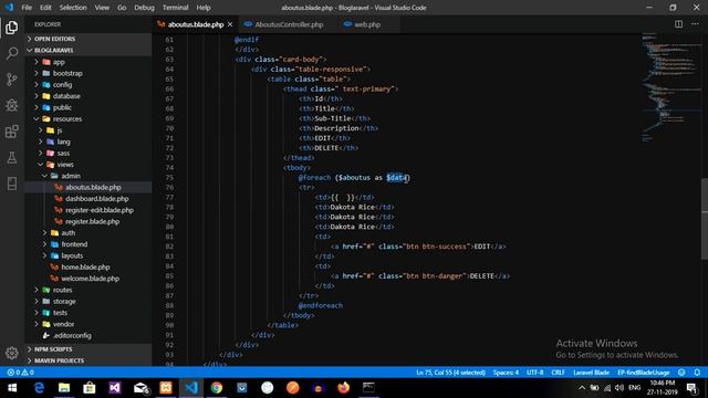 Laravel-5.8:AdminPanel (Part-8 [B])CRUD: how to fetch data using Eloquent Model in Laravel смотреть онлайн