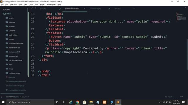 Create a Palindrome String Checker Website in PHP смотреть онлайн