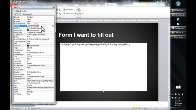 Using the ActiveX textbox tool in PowerPoint 2010 смотреть онлайн