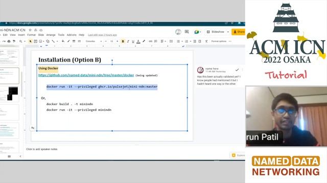 Mini-NDN in a Docker (Varun Patil) // NDN Tutorial @ ACM ICN 2022 смотреть онлайн