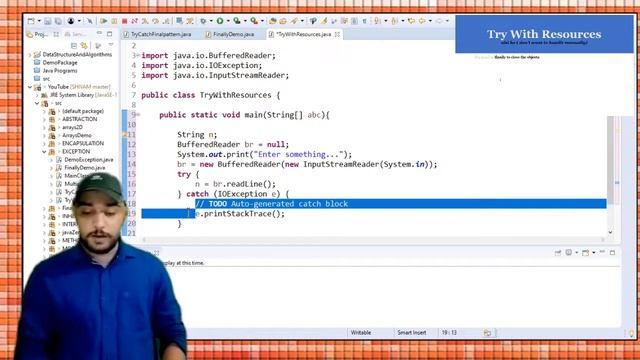 Try with Resources - in Exception Handling in Java смотреть онлайн