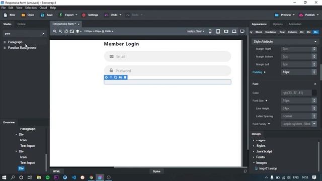 Login page using Bootstrap studio | Drag and drop | Bootstrap Studio | смотреть онлайн