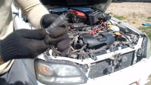 Замена свечей зажигание.Spark plugs.  EJ206 Twin Turbo Subaru Legacy . (Развеем Миф)