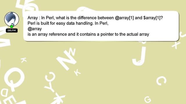 Array : In Perl, what is the difference between @array[1] and $array[1]? смотреть онлайн