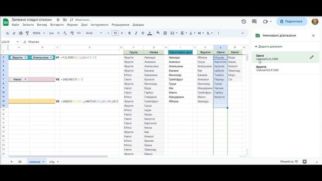Пов'язані списки в Google Sheets: як налаштувати залежні спадні списки | Google Sheets | Excel смотреть онлайн
