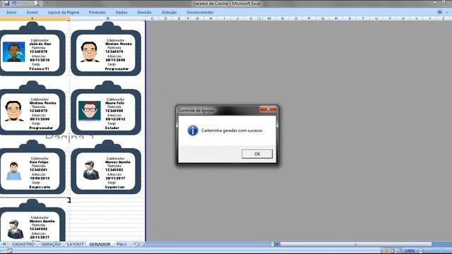 Como gerar crachá no Excel com foto do funcionário de forma automática смотреть онлайн