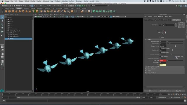 Maya 2016 Ext 2 - MASH's Time node - Animation offsetting. смотреть онлайн