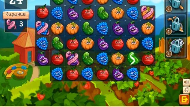 Веселый огород - головоломка три в ряд смотреть онлайн