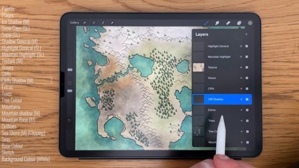 Procreate Fantasy Map Tutorial - draw a D&D campaign map on iPad (FREE BRUSHES!)
