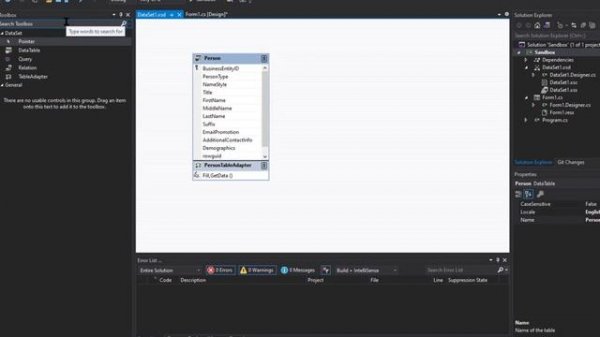 Visual Studio Error:  "Error Using the dropdown. The connection to the server has been lost."