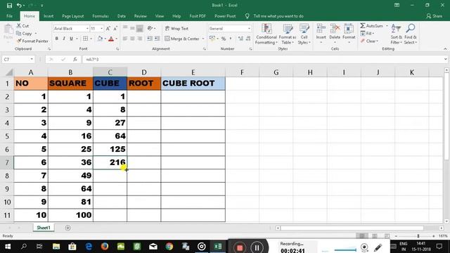 Excel में Square,square root,cube,cube root निकालना सिखे। смотреть онлайн