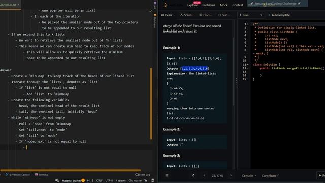 Merge k Sorted Lists - Leetcode 23 - Java смотреть онлайн