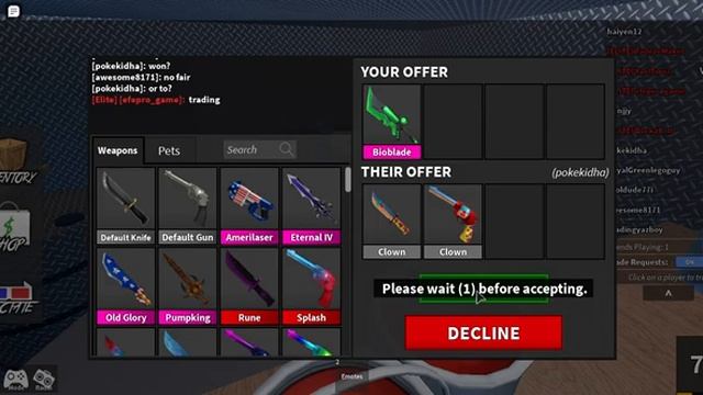 Trading Bio Blade for clown set! (Roblox MM2 Trading part 1) смотреть онлайн