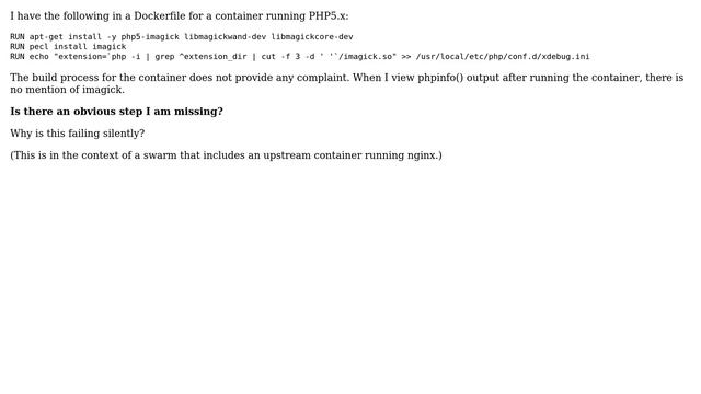 DevOps & SysAdmins: Am I missing a step in imagick php installation on Docker? смотреть онлайн