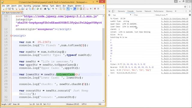 JQuery - JAvaScript Buil in Methods смотреть онлайн