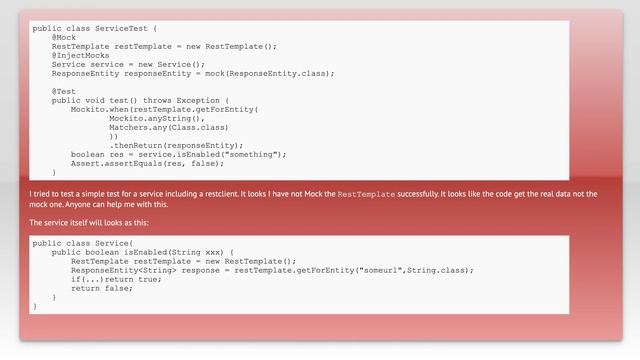 How to mock RestTemplate in Java Spring? смотреть онлайн