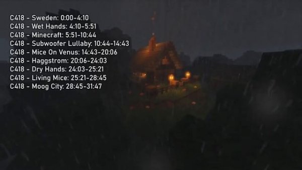 C418 Minecraft Music Slowed Down ? With Rain ?️ 1 hour