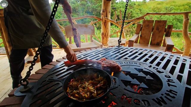 Tomahawk Ribeye Steak 🥩 Grilled On 🔥🔥🔥(Relaxing Sounds, ASMR, Menwiththepot HAT, CAMPING)
