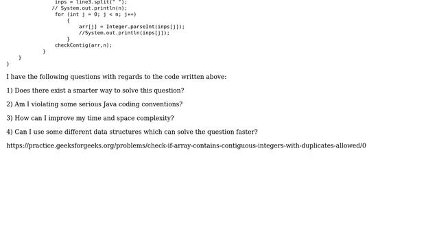 Code Review: Check if array contains contiguous integers with duplicates allowed in Java смотреть онлайн