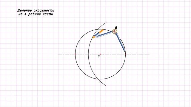 Деление окружности на 4 равные части циркулем смотреть онлайн