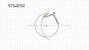 Деление окружности на 4 равные части циркулем