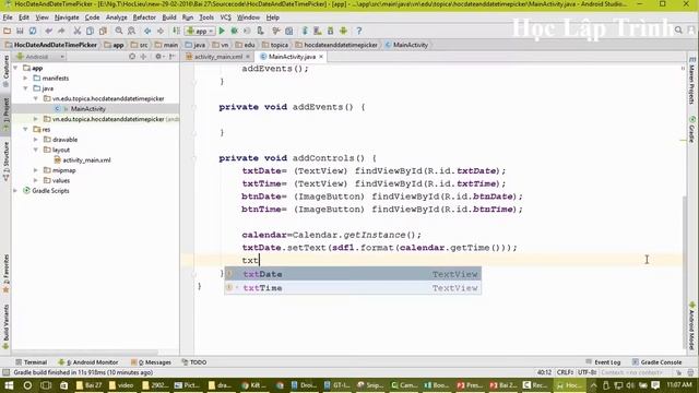 Học Lập Trình Android - Bài 27 : DatePicker & TimePicker смотреть онлайн