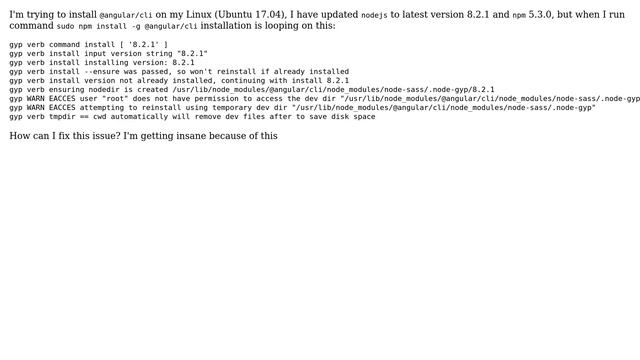 Ubuntu: Angular cli can not be installed on ubuntu 17.04 смотреть онлайн