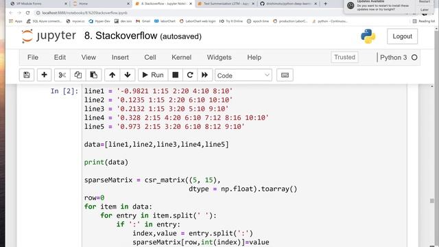 Python : loading data into a sparse array смотреть онлайн
