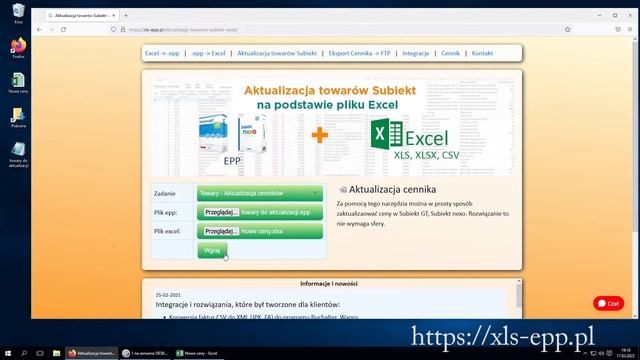 Aktualizacja cen towarów Subiekt GT za pomocą pliku excel. xls-epp.pl смотреть онлайн