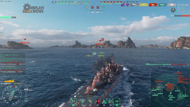 Cruiser Minotaur 8 Kills & A Lot Of Achievements | World of Warships смотреть онлайн