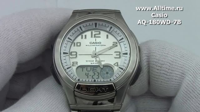 Мужские японские наручные часы Casio AQ-180WD-7B смотреть онлайн