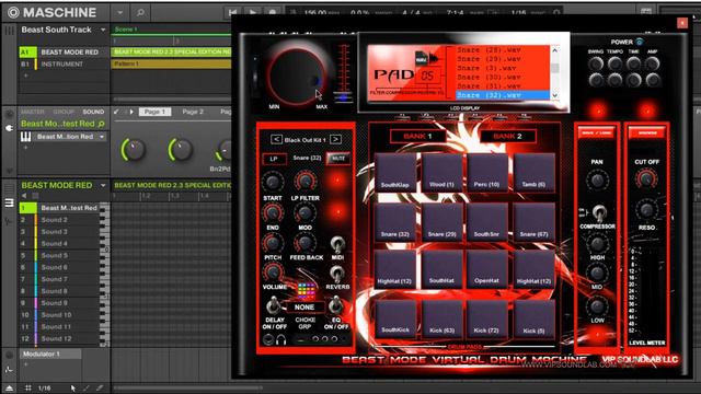 Beast Mode Virtual Drum Machine Special Edition Red - WWW.VIPSOUNDLAB.COM смотреть онлайн