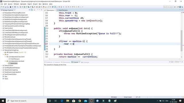 Queue Implementation using array in Java || Queue implementation in Java смотреть онлайн