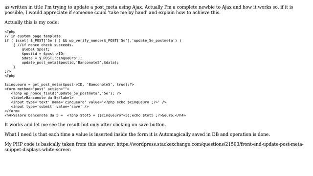 Wordpress: Front-end update_post_meta with ajax смотреть онлайн