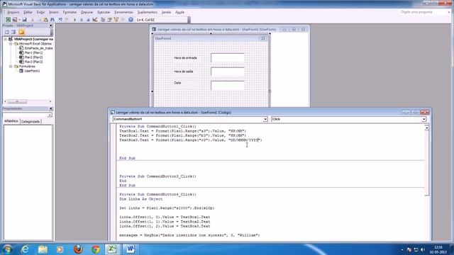 Carregar valores da celula em um textbox data e hora смотреть онлайн