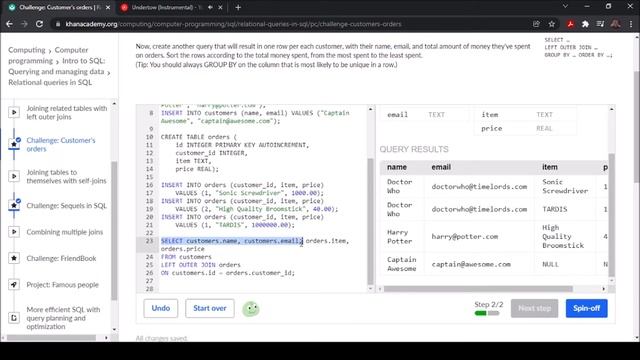 Challenge Customers Orders Khan Academy смотреть онлайн