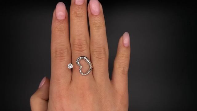 Кольцо помолвочное из белого золота 585 пробы в стиле Tiffany смотреть онлайн