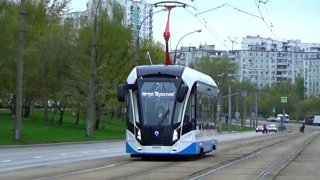 Трамвай 71-911ЕМ "Львёнок-Москва" №30601 с маршрутом №21 "Таллинская Улица - Метро Щукинская" смотреть онлайн