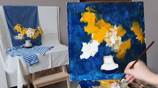 Нарциссы и полоски. Живопись смотреть онлайн