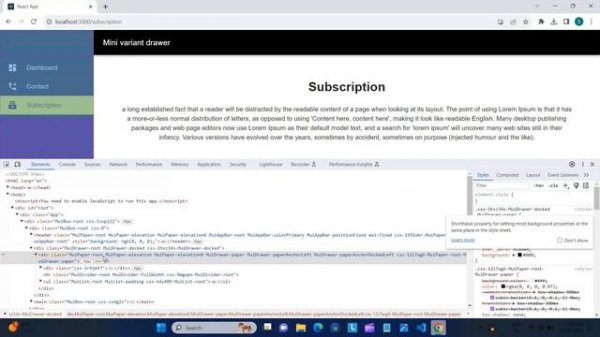 React with Typescript & Material UI Drawer | Sidebar tab select color change
