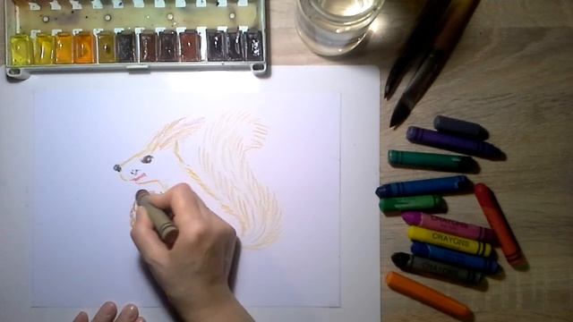 Учимся рисовать белку с шишкой в осеннем лесу. Часть 1 смотреть онлайн