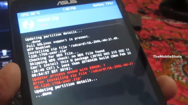 Cynogenmod 13 Install ASUS Zenfone 2 ERROR 7 Solved