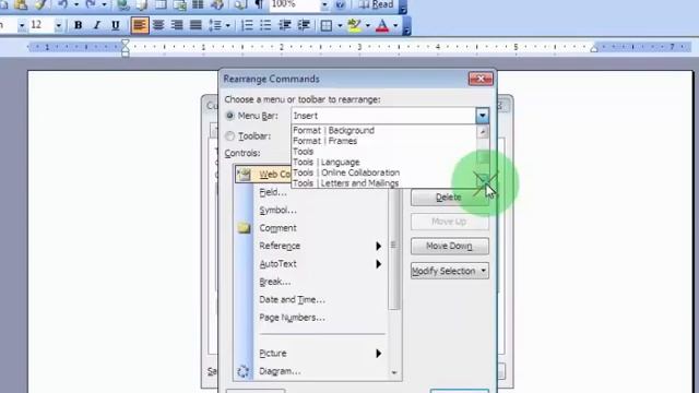 How to arrange menu options in M.S Word 2003 смотреть онлайн