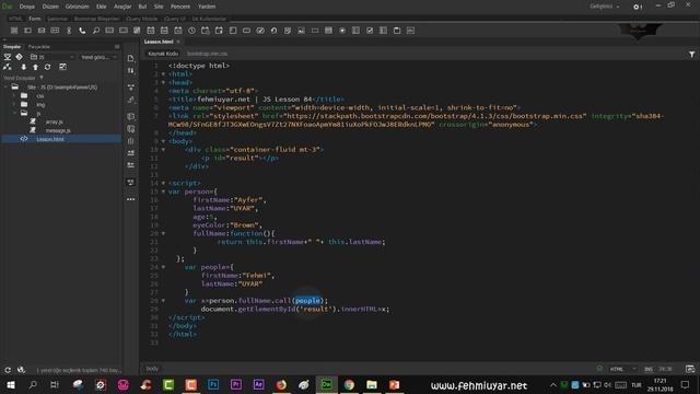 JS Ders 84 Call ve Apply Metodları смотреть онлайн