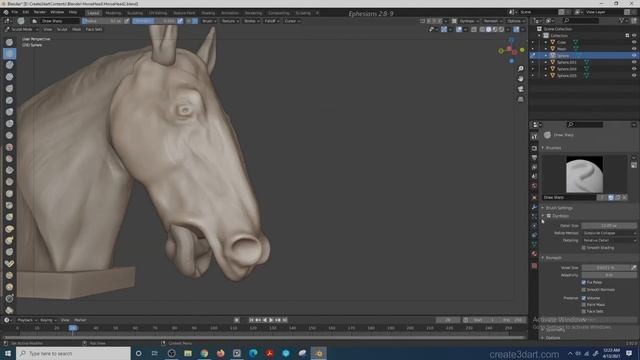 Sculpting Horse head in Blender смотреть онлайн