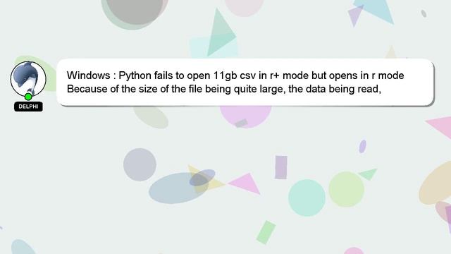 Windows : Python fails to open 11gb csv in r+ mode but opens in r mode смотреть онлайн