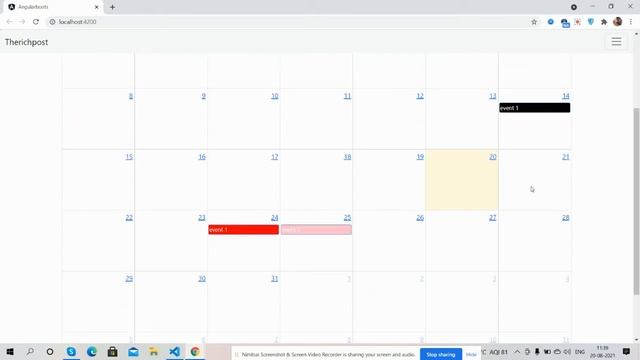 Angular 12 FullCalendar Shows Dynamic Events Stored in Local Storage смотреть онлайн