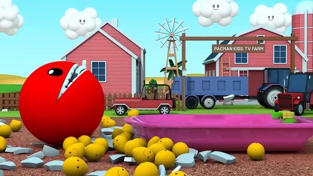 Learn Colors with 3D Pacman find Rainbow Surprise Egg and Cricket Ball in the farm for Kids смотреть онлайн