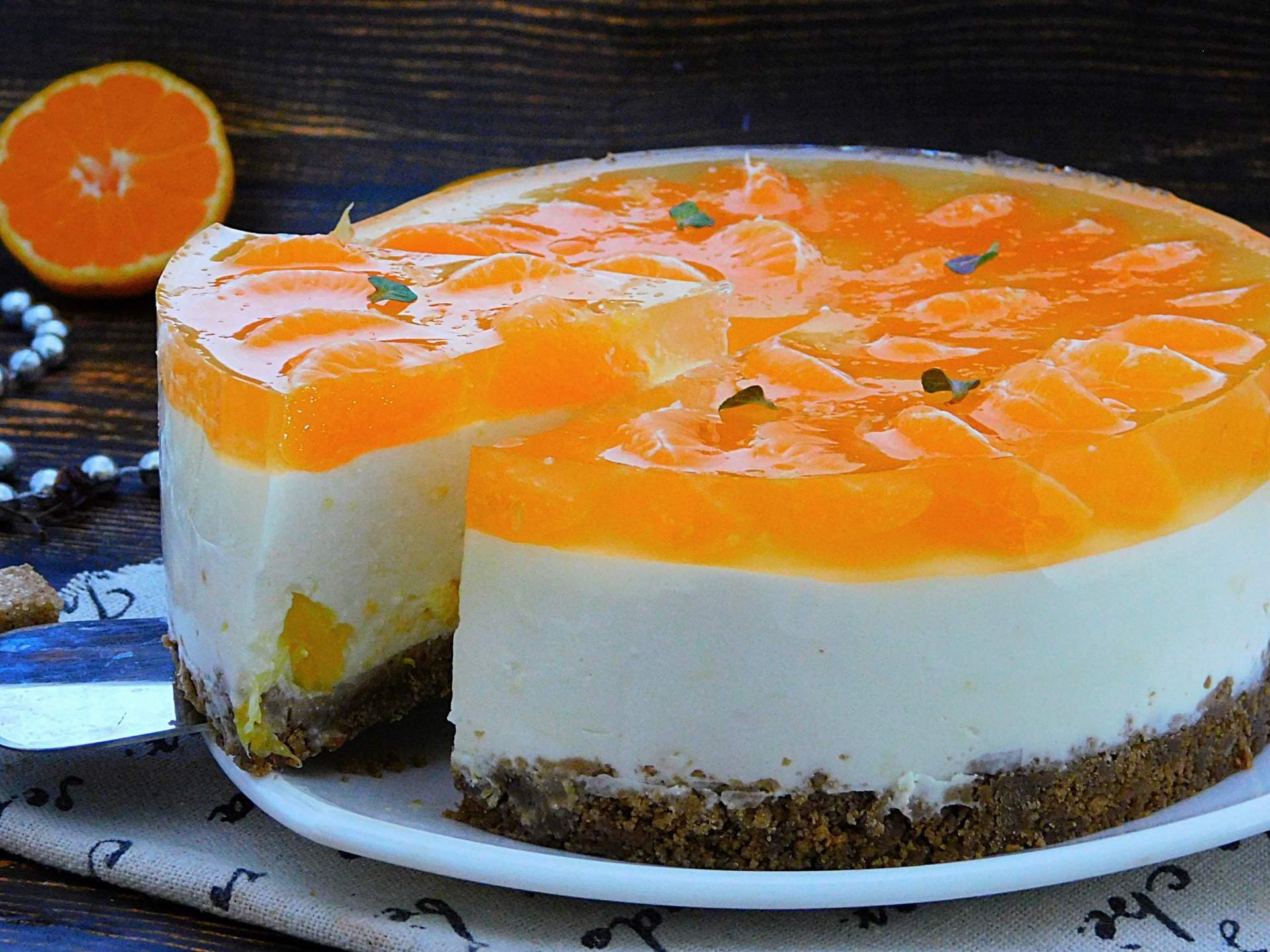 Торт чизкейк с мандаринами! Чизкейк без выпечки. смотреть онлайн