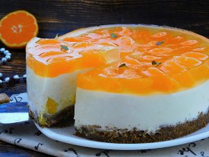 Торт чизкейк с мандаринами! Чизкейк без выпечки.